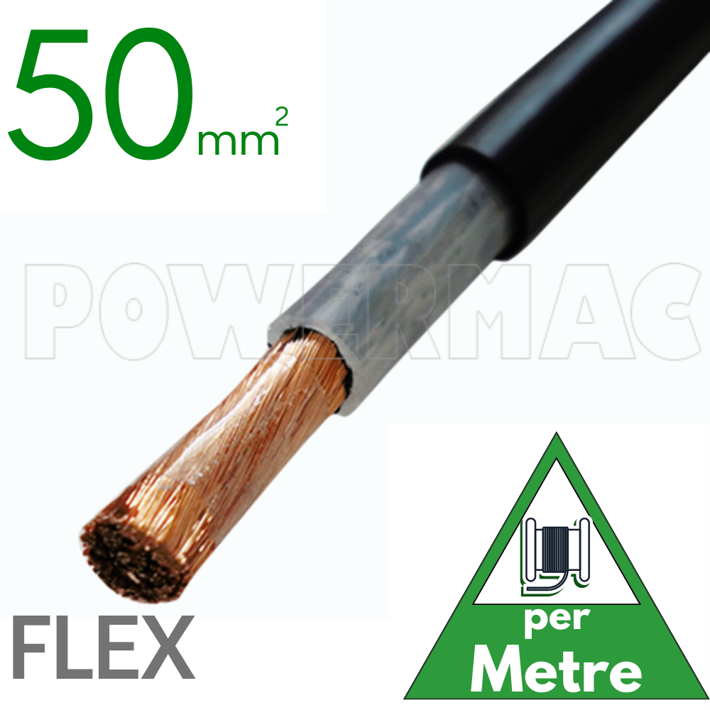 50mm Black Flexible Copper XLPE PVC 90C SDI - Various Cable Brands