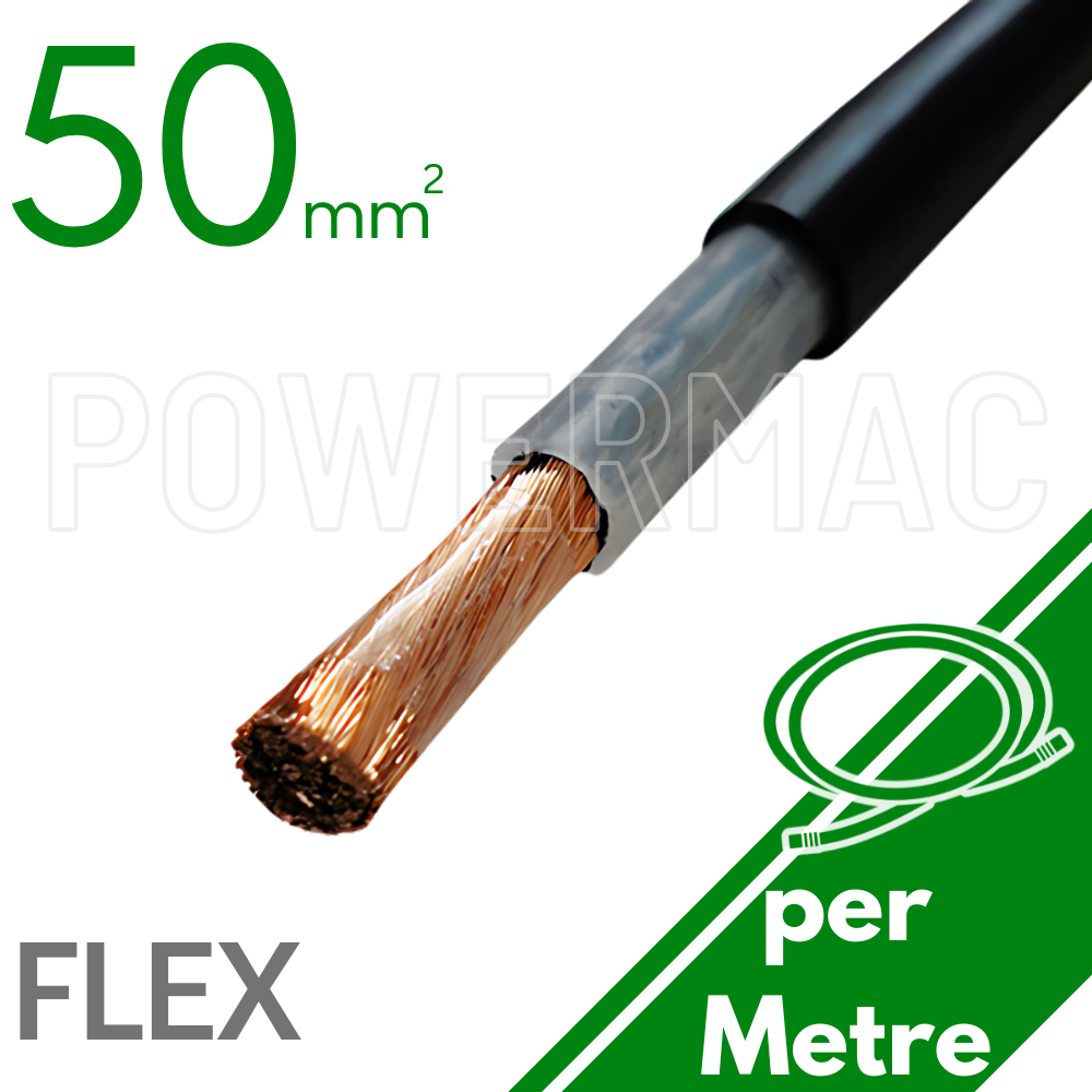 50mm Black Flexible Copper XLPE PVC 90C SDI - Various Cable Brands