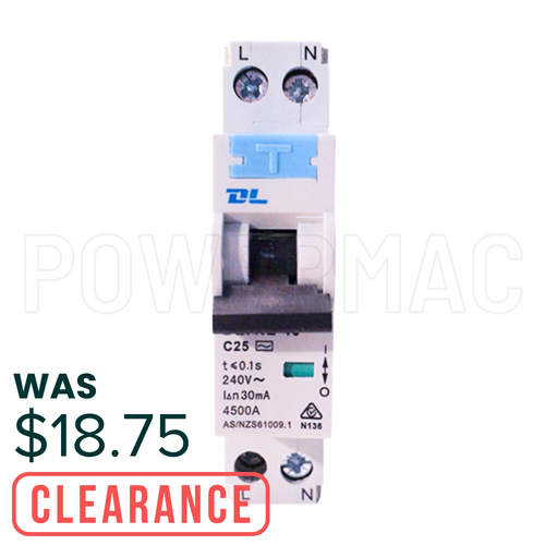 RCBO 1 Pole 4.5kA 25 Amp