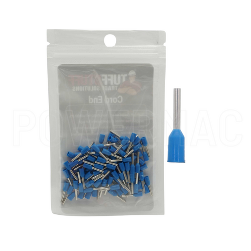 0.75mm Blue Bootlace Ferrule Connectors, Insulated Cord-ends - 100pk