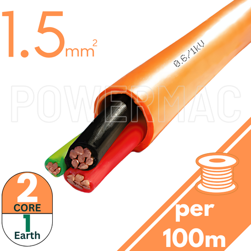 1.5mm 2C+E Orange Circular Cable PVC/PVC 0.6/1kV