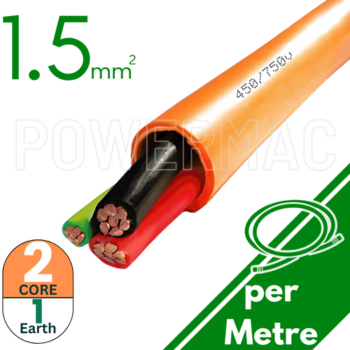 1.5mm 2C+E Orange Circular Cable PVC/PVC 450V/750V