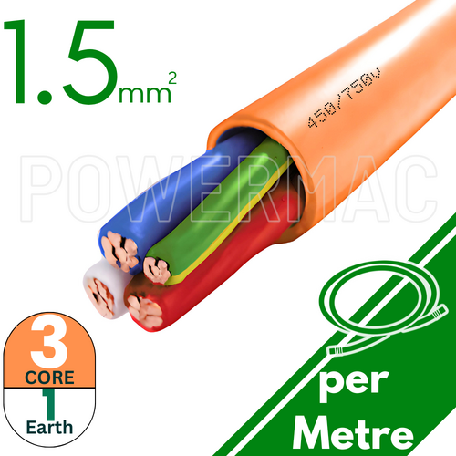 1.5mm 3C+E Orange Circular Cable PVC/PVC 450V/750V