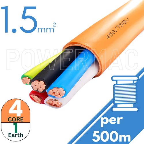 1.5mm 4C+E Orange Circular Cable PVC/PVC 450V/750V