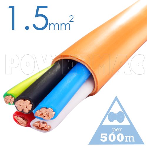 1.5mm 4C+E Orange Circular Cable PVC/PVC 450V/750V