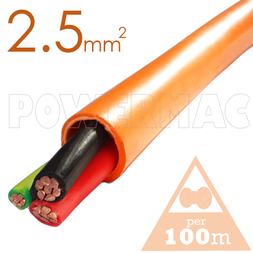 2.5mm 2C+E Orange Circular Cable PVC/PVC 450V/750V