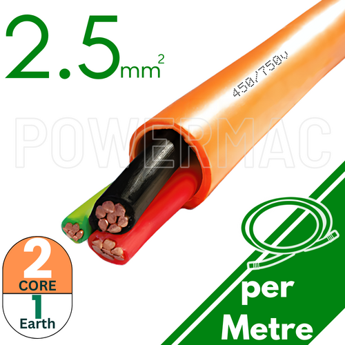 2.5mm 2C+E Orange Circular Cable PVC/PVC 450V/750V