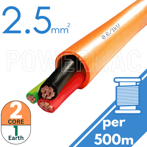 2.5mm 2C+E Orange Circular Cable PVC/PVC 0.6/1kV