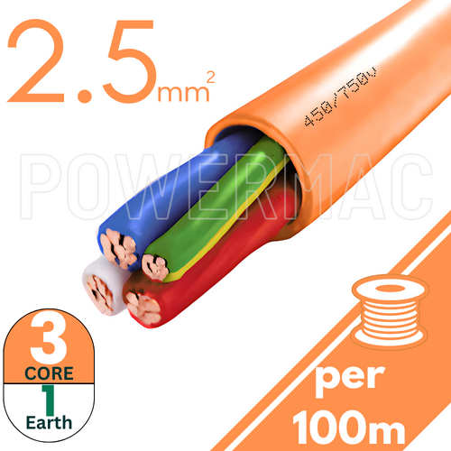 2.5mm 3C+E Orange Circular Cable PVC/PVC 450V/750V