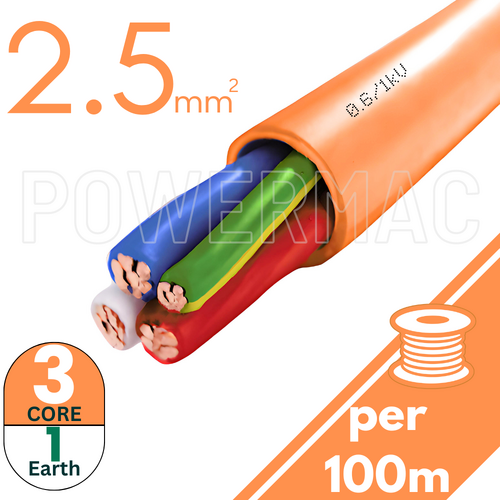 2.5mm 3C+E Orange Circular Cable PVC/PVC 0.6/1kV