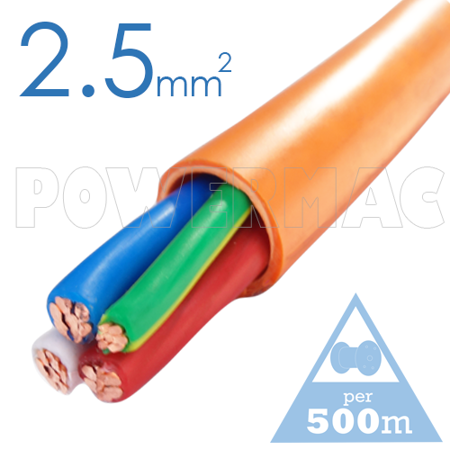 2.5mm 3C+E Orange Circular Cable PVC/PVC 450V/750V
