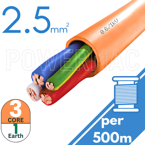 2.5mm 3C+E Orange Circular Cable PVC/PVC 0.6/1kV