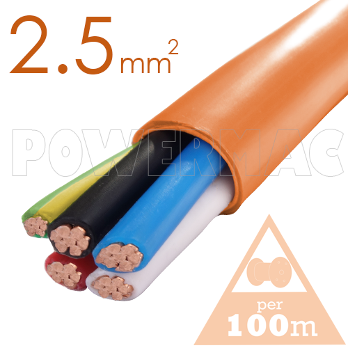 2.5mm 4C+E Orange Circular Cable PVC/PVC 450V/750V