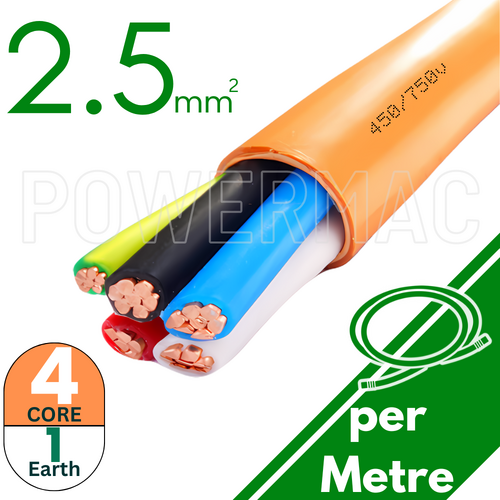 2.5mm 4C+E Orange Circular Cable PVC/PVC 450V/750V