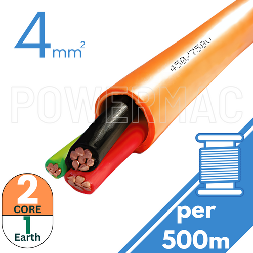 4mm 2C+E Orange Circular Cable PVC/PVC 450V/750V