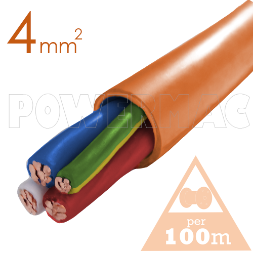 4mm 3C+E Orange Circular Cable PVC/PVC 0.6/1kV