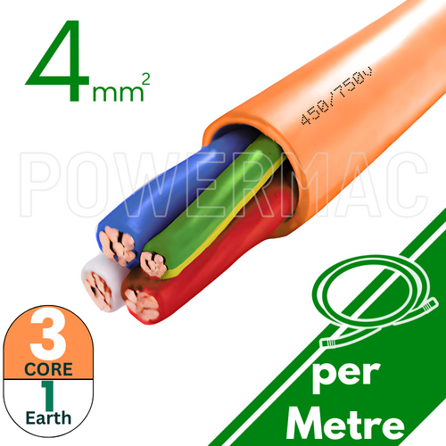 4mm 3C+E Orange Circular Cable PVC/PVC 450V/750V