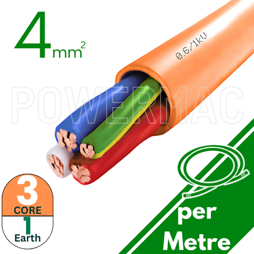 4mm 3C+E Orange Circular Cable PVC/PVC 0.6/1kV