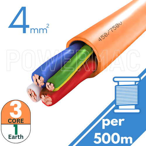 4mm 3C+E Orange Circular Cable PVC/PVC 450V/750V