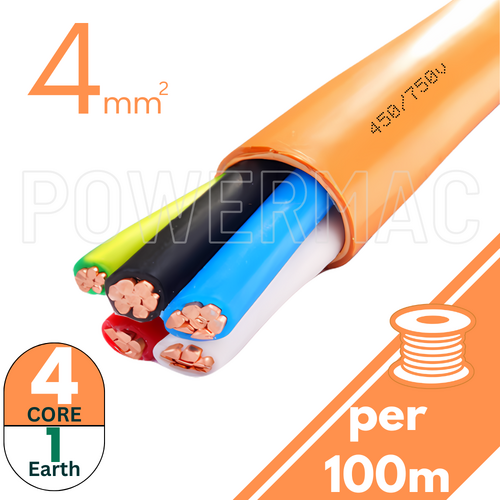 4mm 4C+E Orange Circular Cable PVC/PVC 450V/750V