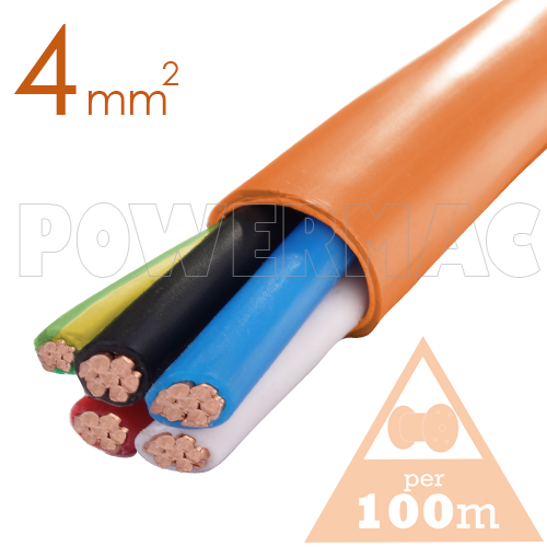 4mm 4C+E Orange Circular Cable PVC/PVC 0.6/1kV