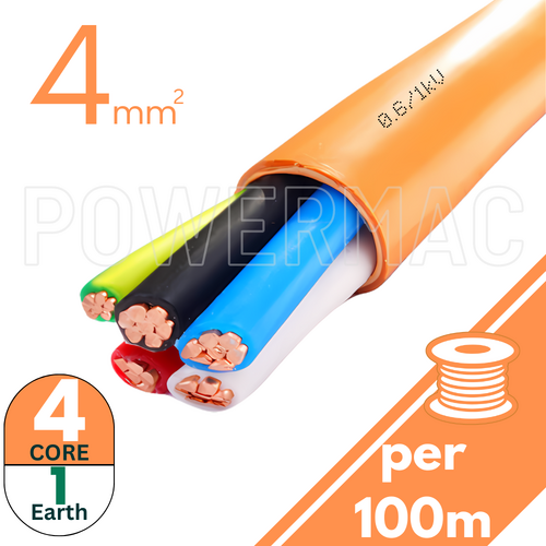 4mm 4C+E Orange Circular Cable PVC/PVC 0.6/1kV