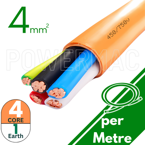 4mm 4C+E Orange Circular Cable PVC/PVC 450V/750V