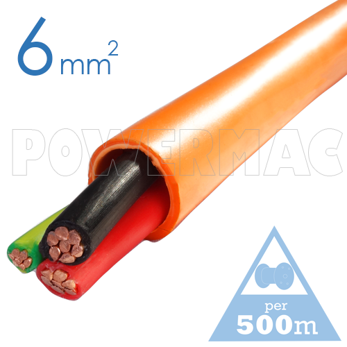 6mm 2C+E Orange Circular Cable PVC/PVC 0.6/1kV