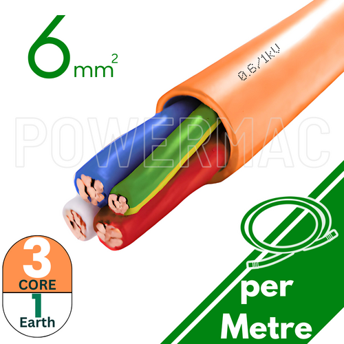 6mm 3C+E Orange Circular Cable PVC/PVC 0.6/1kV