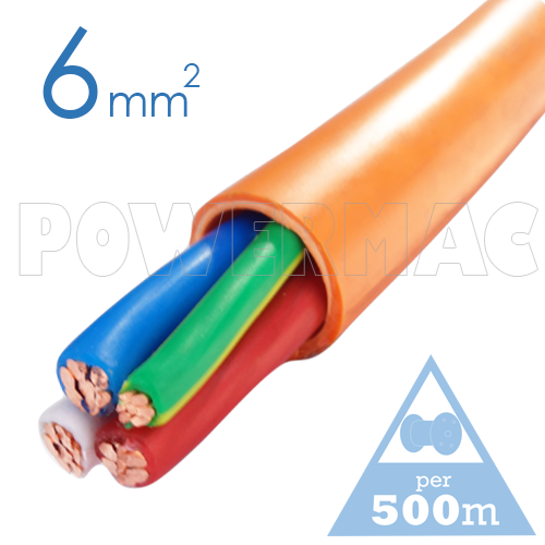 6mm 3C+E Orange Circular Cable PVC/PVC 0.6/1kV