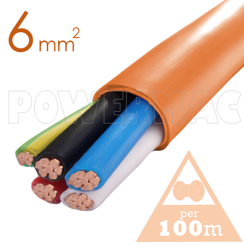 6mm 4C+E Orange Circular Cable PVC/PVC 0.6/1kV