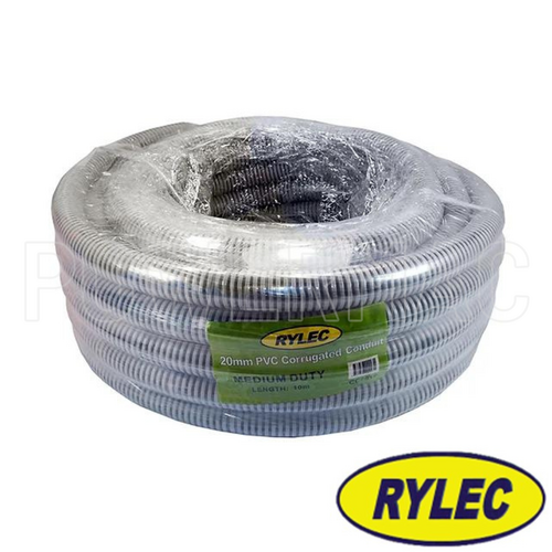 20mm x 10mtrs Corrugated Conduit - Grey, Medium Duty