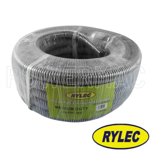 25mm x 10mtrs Corrugated Conduit - Grey, Medium Duty
