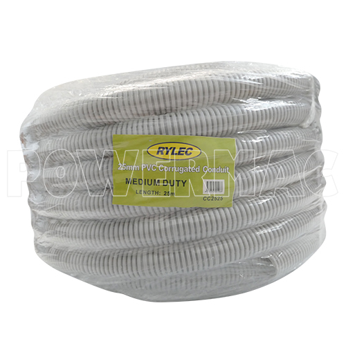 25mm x 25mtrs Corrugated Conduit - Grey