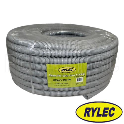 25mm x 50mtrs Corrugated Conduit - Grey, Medium Duty