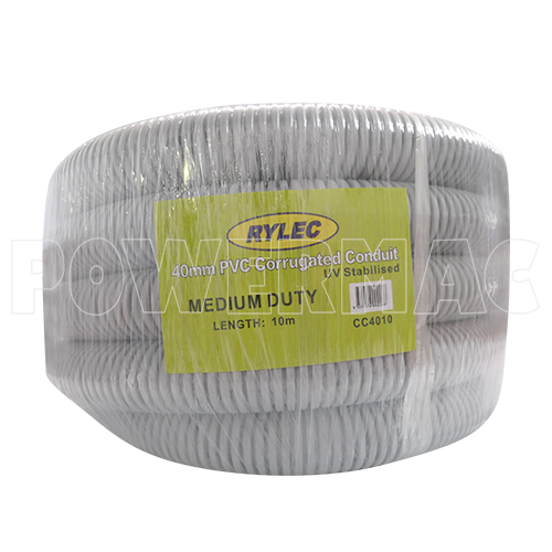 40mm x 10mtrs Corrugated Conduit - Grey