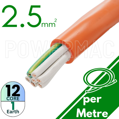 2.5mm 12C+E Control Cable  PVC/PVC 0.6/1KV - Orange Sheath
