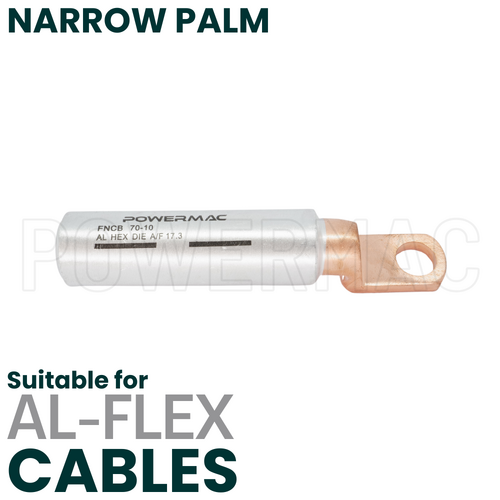 70mm M10 Flexible Bi-metal Narrow Palm Circuit Breaker Lug