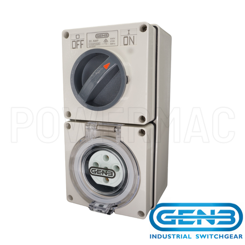 GEN3 Combination Switched Outlet 3 Phase 5 Pin 20Amp Round