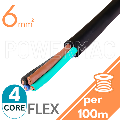 6mm 4C Rubber Flexible Copper Cable H07RNF