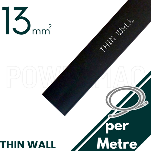 13mm - 6.5mm Black Thin Wall Heat Shrink - 1m Length