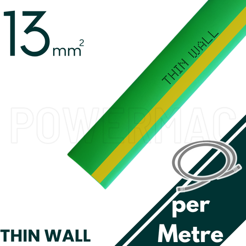 13mm - 6.5mm G/Y Thin Wall Heat Shrink - 1m Length