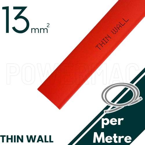13mm - 6.5mm Red Thin Wall Heat Shrink - 1m Length