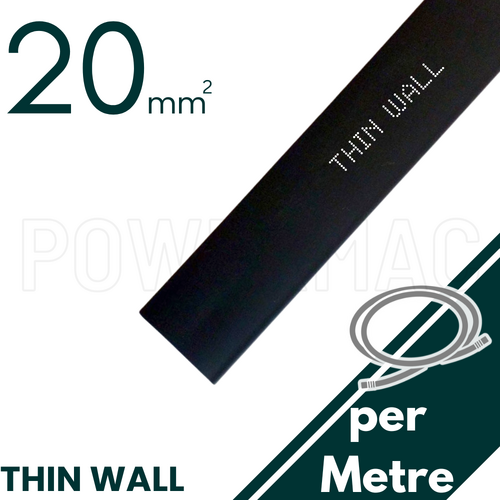 20mm - 10mm Black Thin Wall Heat Shrink - 1m Length