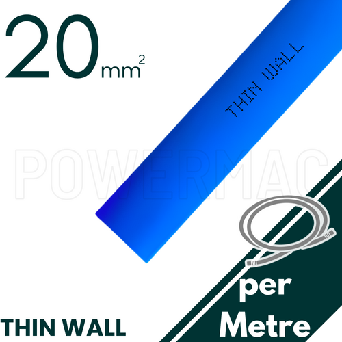 20mm - 10mm Blue Thin Wall Heat Shrink - 1m Length