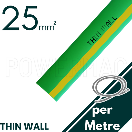 25mm - 12.5mm G/Y Thin Wall Heat Shrink - 1m Length