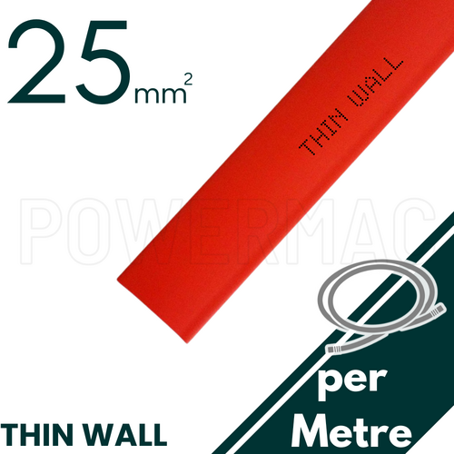 25mm - 12.5mm Red Thin Wall Heat Shrink - 1m Length
