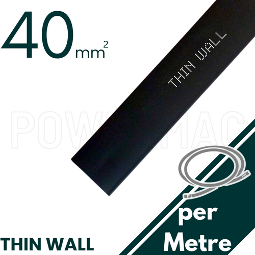 40mm - 20mm Black Thin Wall Heat Shrink - 1m Length