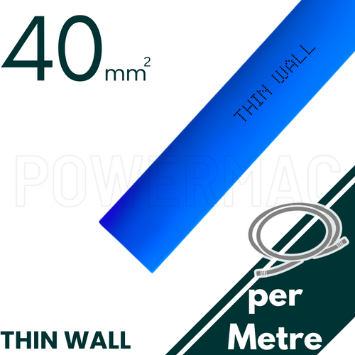 40mm - 20mm  Blue Thin Wall Heat Shrink - 1m Length
