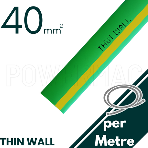 40mm - 20mm G/Y Thin Wall Heat Shrink - 1m Length